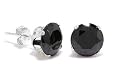 Black Round Cut Cubic Zirconia CZ Silver Stud Earrings