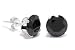 Black Round Cut Cubic Zirconia CZ Silver Stud Earrings