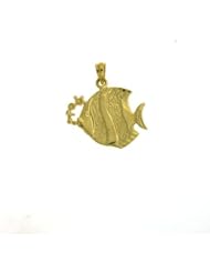 Dazzlers Solid 14 karats Gold Angelfish Charm Pendant available in three colors from jewelsberry (weights: 2.2 grams only)
