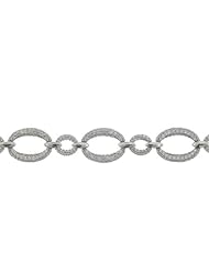 Sterling Silver Pave Link Bracelet