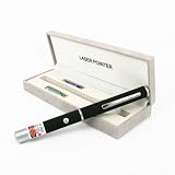 Black Dimple Green Laser Pen Astronomy Grade for Military, Lecturers and Law Enforcement with Double Bonus L.E.D. Flashlight and Blue Microfiber Optical Cloth