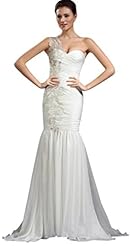 Lace Mermaid One Shoulder Wedding Dress  with a Brush/Sweep Train 