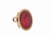 Agate 'D' Stamp Pendant with Eagle Crest by Estate