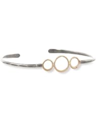 Melissa Joy Manning Sterling Silver Three Gold Jump Ring Details 14K Gold Cuff Bracelet