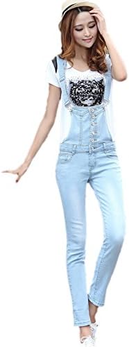 Slim Women's Vintage Denim Straps Jumpsuit (S)