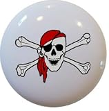 Skull Crossbones Bandana Ceramic Cabinet Drawer Pull Knob