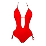 Plunge Monokini Swimsuit Red