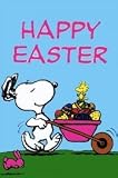 SNOOPY HAPPY EASTER FLAG~PUSHING WHEELBARROW OF EASTER EGGS AND WOODSTOCK~25 x 38~BRAND NEW, SEALED IN ORIGINAL PACKAGE