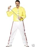 MENS OFFICIALLY LICENSED FREDDIE MERCURY QUEEN, HALLOWEEN FANCY DRESS COSTUME - SIZE LARGE
