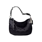AUTHENTIC COACH SOHO SATEEN SIGNATURE HOBO 12675 (Black/Black)