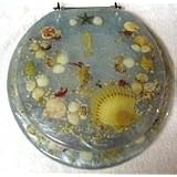 SEASHELL AND SEAHORSE RESIN TOILET SEAT - STANDARD SIZE, BLUE