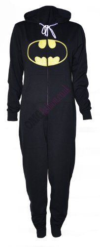 Womens Black Batman Hooded Onesie (Sty)
