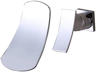 Wall Mounted Contemporary Design Waterfall Bathroom Sink Faucet - Chrome Finish