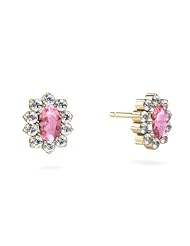 Created Pink Sapphire 14kt Yellow Gold Earrings