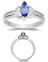 0.53 Cts of 9x5 mm AA Marquise Tanzanite Ring in 14K White Gold