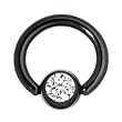 14 Gauge 5/16" Austrian Crystal Black Titanium BCR Captive Ring