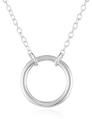Sterling Silver Stationed Open Circle Pendant Necklace, 16"+2"