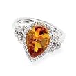 14k White Gold, Diamond & Citrine Ring (3.28ctw)- Sizes 5-9