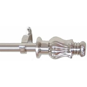 Window Curtain Rod Drapery Rod 44 Inch - 108 Inch Surahi Nickel by Backyard Bargain LLC