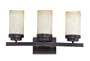Nuvo Lighting 60/3843 Lucern Vanity Light with Saddle Stone Glass, Patina Bronze, 3-Light