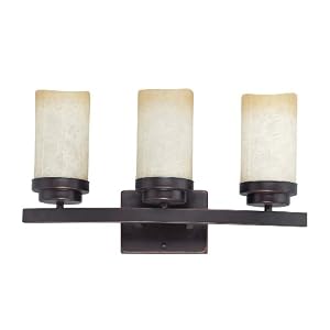 Nuvo Lighting 60 3843 Lucern Vanity Light with Saddle Stone Glass, Patina Bronze, 3-Light by Nuvo