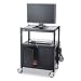 Mobile AV Adjustable Cart w/Locking Cabinet, 24w x 18d x 26 to 42h, Black
