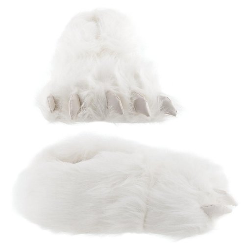 Fuzzy Polar Bear Paw Slippers for Men and Women