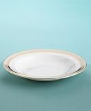 Martha Stewart Collection with Wedgwood Ribbon Stripe Rim Soup Bowl in Gold, 9