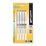 Uni-Ball Vision Rollerball Pen, Fine Tip, 4/Pack, 2 Black/1 Red/1 Blue SAN60020