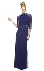 Long Sleeves  Beaded Applique Crystals Lace Crystal Mermaid Chiffon/Taffeta/Tulle Evening Dress/Prom Dress  With Rhinestones