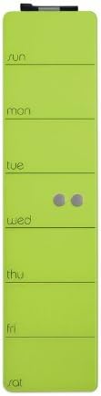 Three by Three Magnetic Glass Dry-Erase Weekly Planner, Spring Green