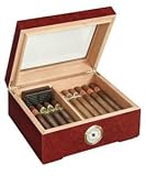 Cigar Box With Feet And Burl Wood Finish