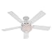 Hunter 22462 Beachcomber 52-Inch Five White Beadboard/White Plastic-Blades-Ceiling Fan, White