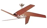 Monte Carlo 5STR52BS Star-Tech, 52-Inch 5-Blade Ceiling Fan with Remote, Brushed Steel Motor Finish and Mahogany Veneer Blades