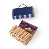 Picnic Time Sunshine Blanket 59X51in. Blanket w/ Waterproof Backing (Blue Stripe)