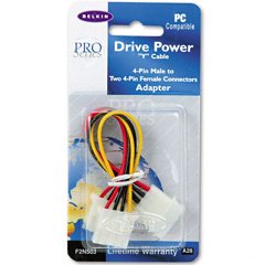 Belkin F2N503 Internal Drive Power ftftYftft Splitter Cable; 4Pin Male/ 2x4Sok Female; 6