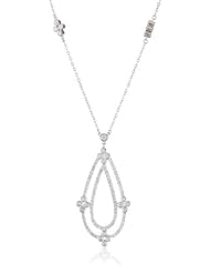 CZ by Kenneth Jay Lane "Classic Cubic Zirconia" Rhodium-Plated Pave Pear Pendant Necklace