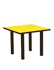 POLYWOOD AT36-16LE 36-Inch Square Dining Table, Euro, Textured Bronze/Lemon