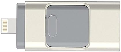 3in1 iPhone Memory Stick USB Flash Drive with Lighting Connector Micro USB for iPhone iPad Android Phone (Silver-128G-3in1)