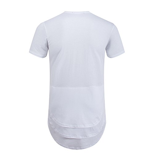 OLRIK Mens Hip Hop Hiphop Side Zipper Clothing Swag Tshirt Style White S