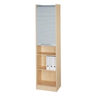 Rollladenschrank Hammerbacher Solid 50 cm 5 Fächer Abschließbar Holz Dekor wählbar, Dekor:Ahorn / Silbern