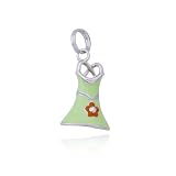 Sterling Silver Lime Green and White Epoxy Dress Charm