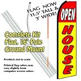 Open House (Red/Ylw) Feather Banner Flag Kit (Flag, Pole, & Grnd Mt)
