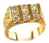 Mens 24k Gold Layered (GL) Large Bling Cubic Zirconia CZ Fashion Ring ~ Lifetime Warranty Sz 10