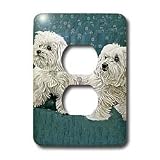 Dogs Maltese - Two Maltese - Light Switch Covers - 2 plug outlet cover