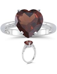 3.80 Cts of 10 mm AAA Heart Garnet Solitaire Ring in 14K White Gold