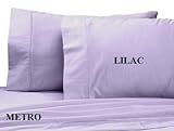 IMAGE OF METRO Bed Sheet Set 600 Thread Count Solid Sateen 100% Egyptian Cotton Lilac (King)