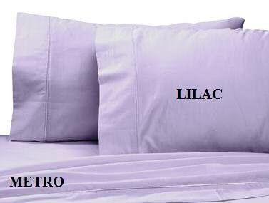 METRO Bed Sheet Set 600 Thread Count Solid Sateen 100% Egyptian Cotton Lilac (King)
