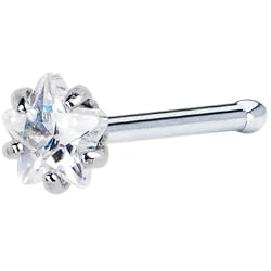 20 Gauge Clear Star Cubic Zirconia Nose Bone