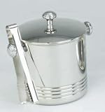 ICE BUCKET WITH TONGS - CHROMEPLATED ICE BUCKET WITH TONGS
